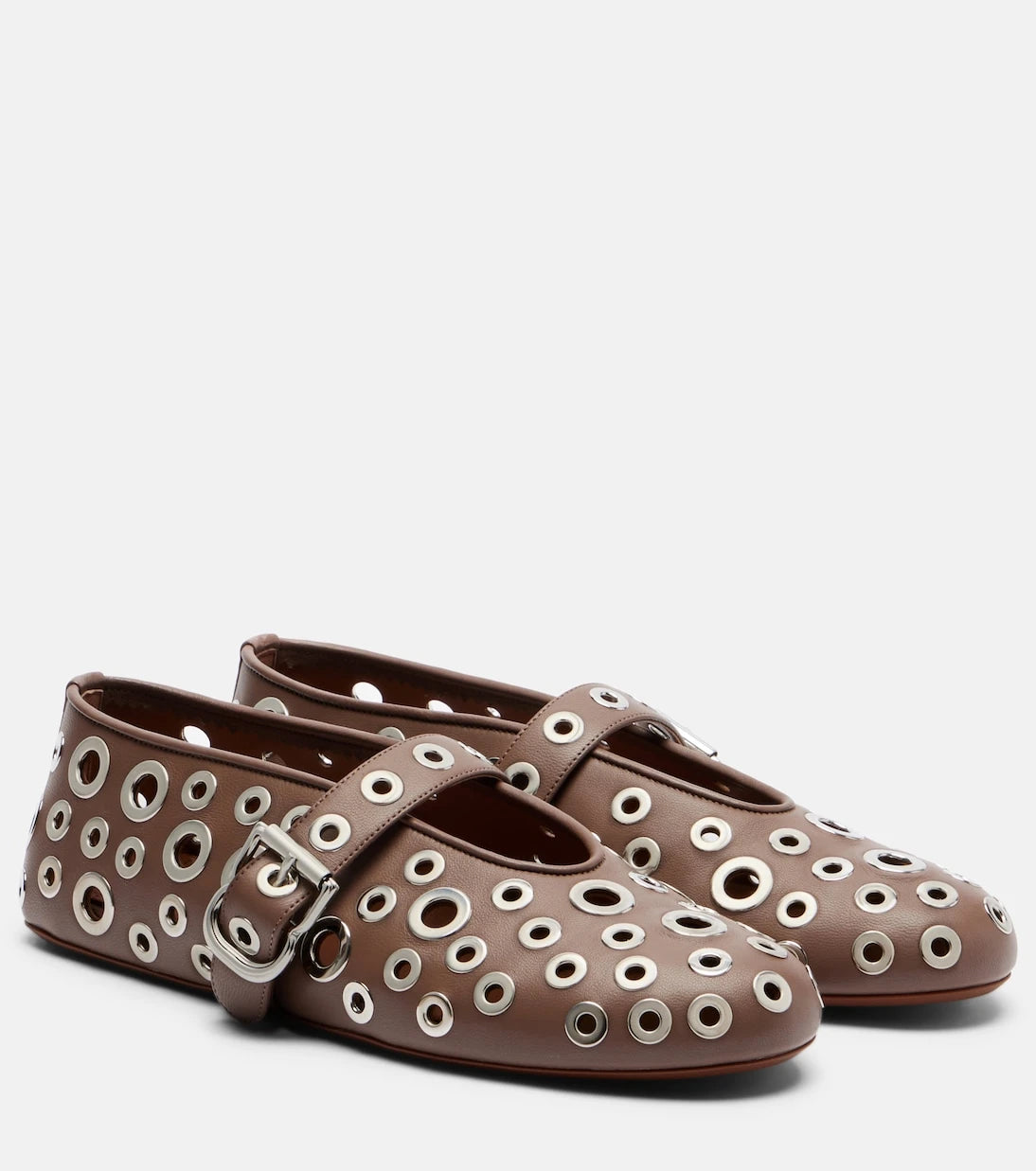 Alaïa - Embellished leather ballet flats