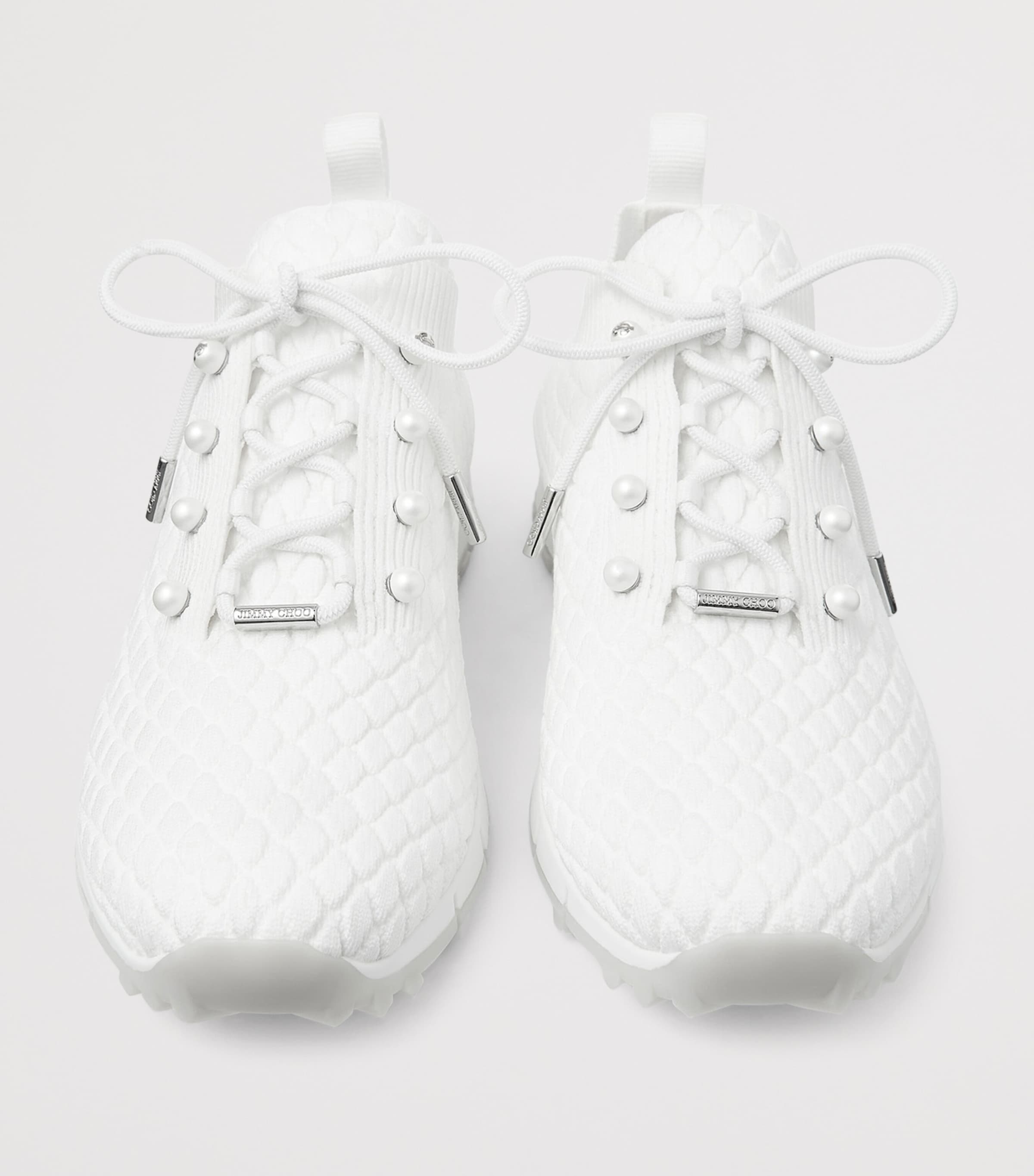 Jimmy Choo White Veles Knitted Sneakers