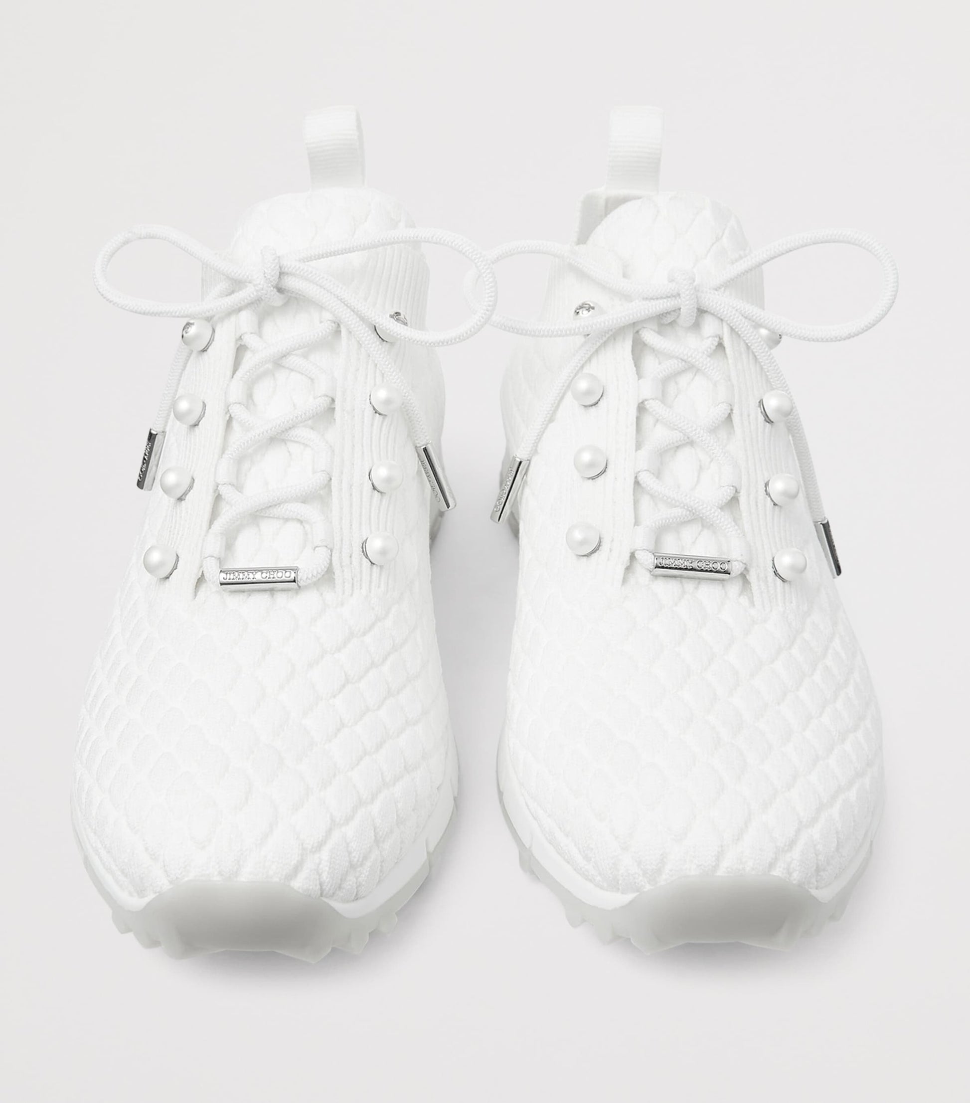 Jimmy Choo White Veles Knitted Sneakers