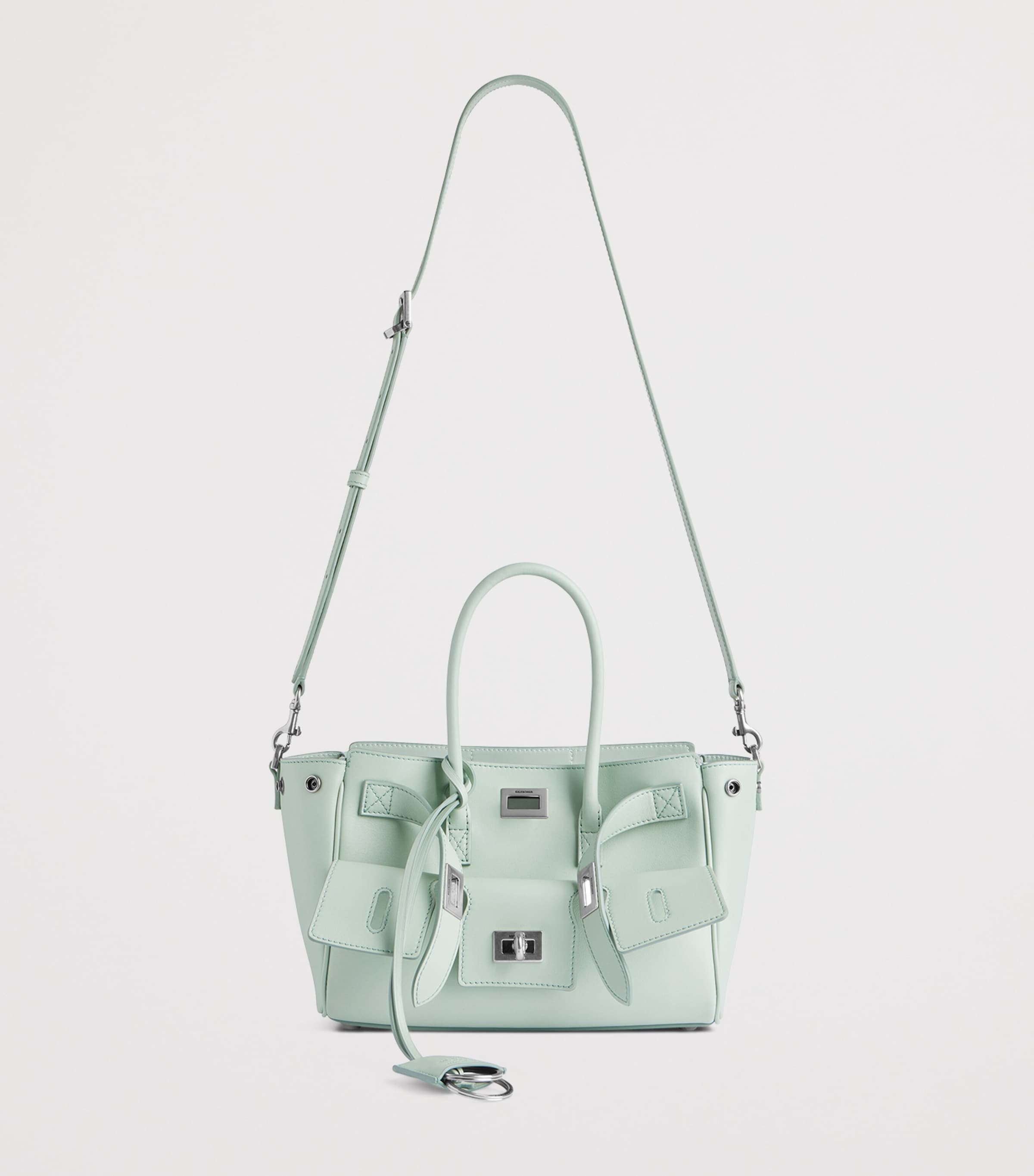 Balenciaga Green Mini Leather Bel Air Carry All Tote Bag