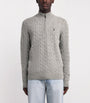 Polo Ralph Lauren Grey Wool-Cashmere Quarter-Zip Sweater