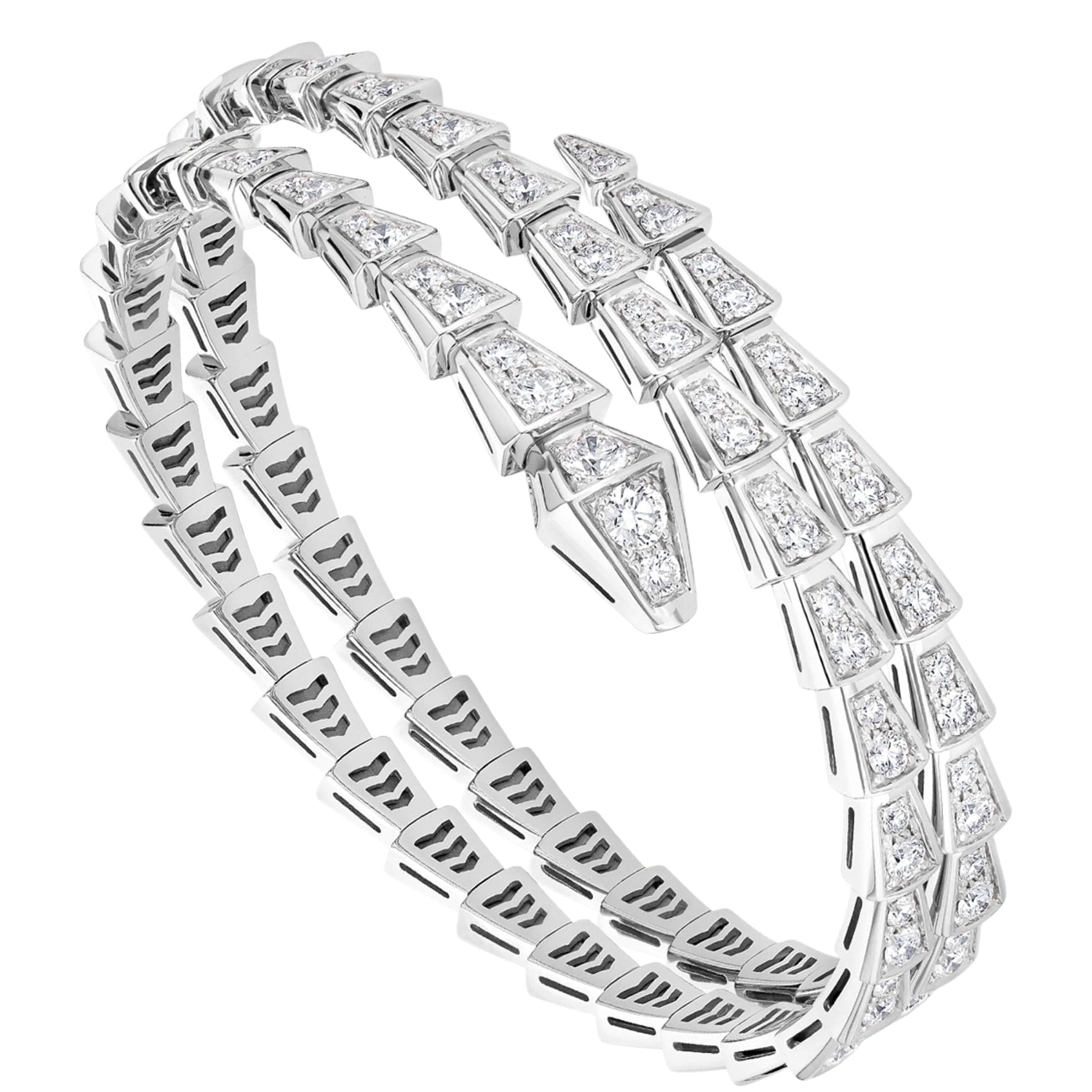 Small White Gold and Diamond Serpenti Viper Bracelet