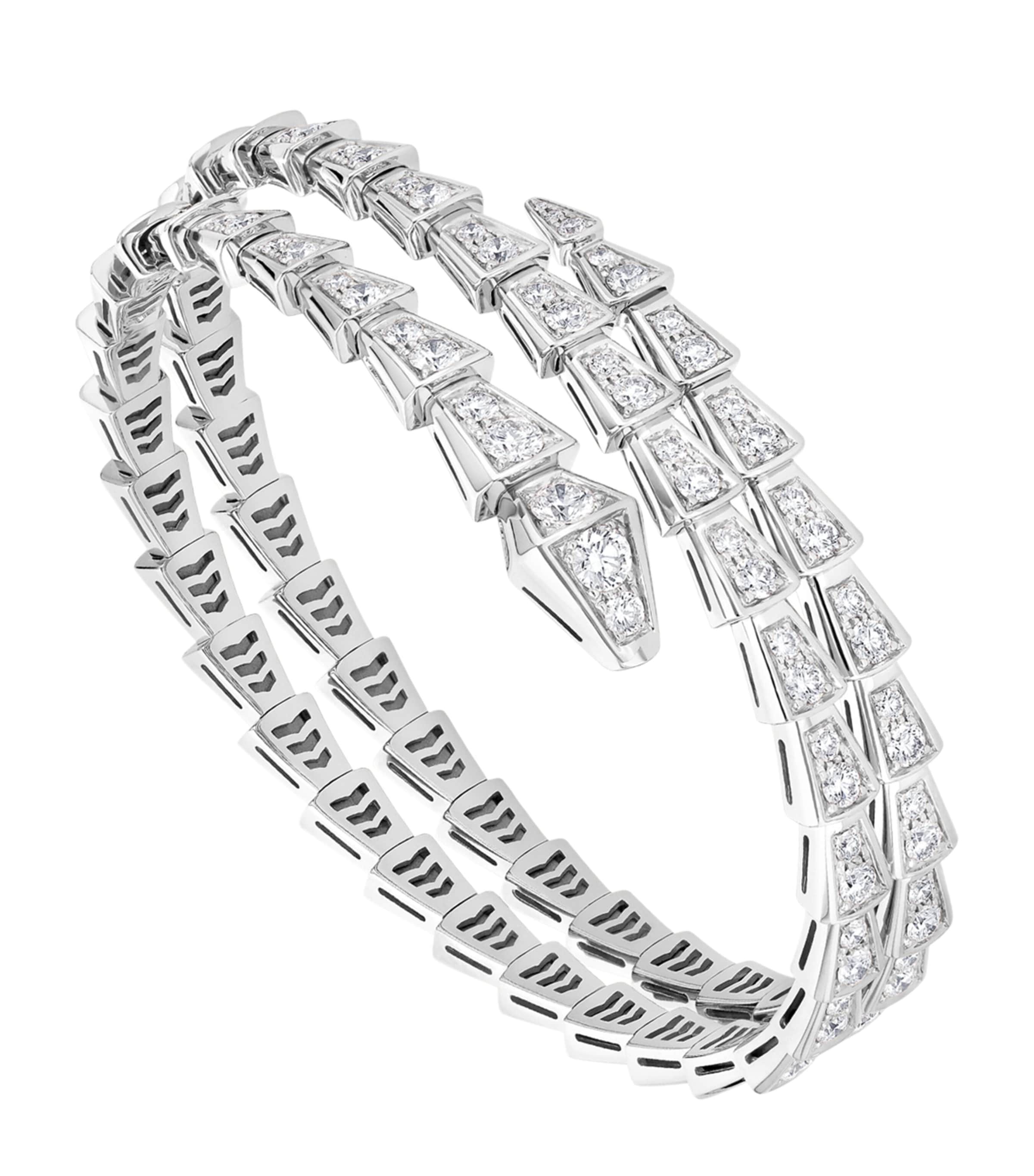 Small White Gold and Diamond Serpenti Viper Bracelet