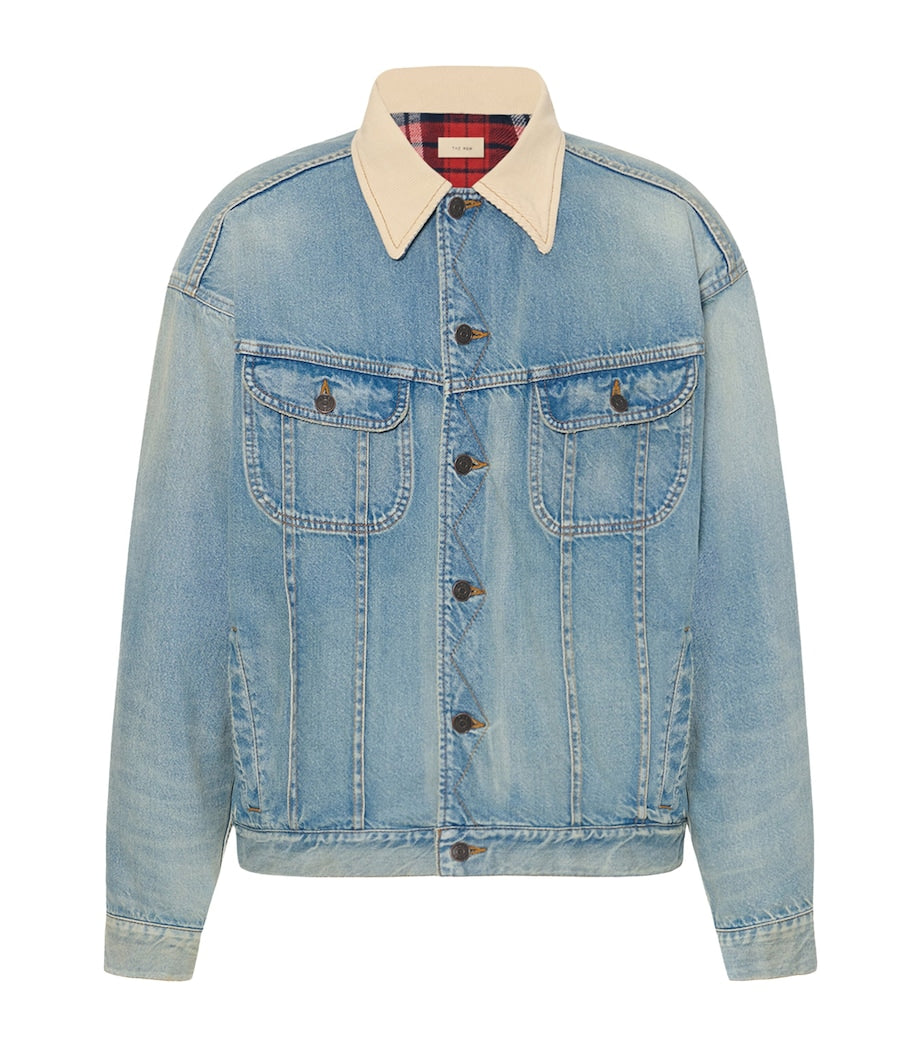 Joret Corduroy-Trim Denim Jacket LIGHT INDIGO