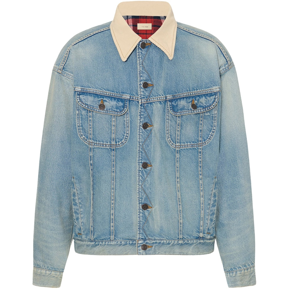 Joret Corduroy-Trim Denim Jacket LIGHT INDIGO