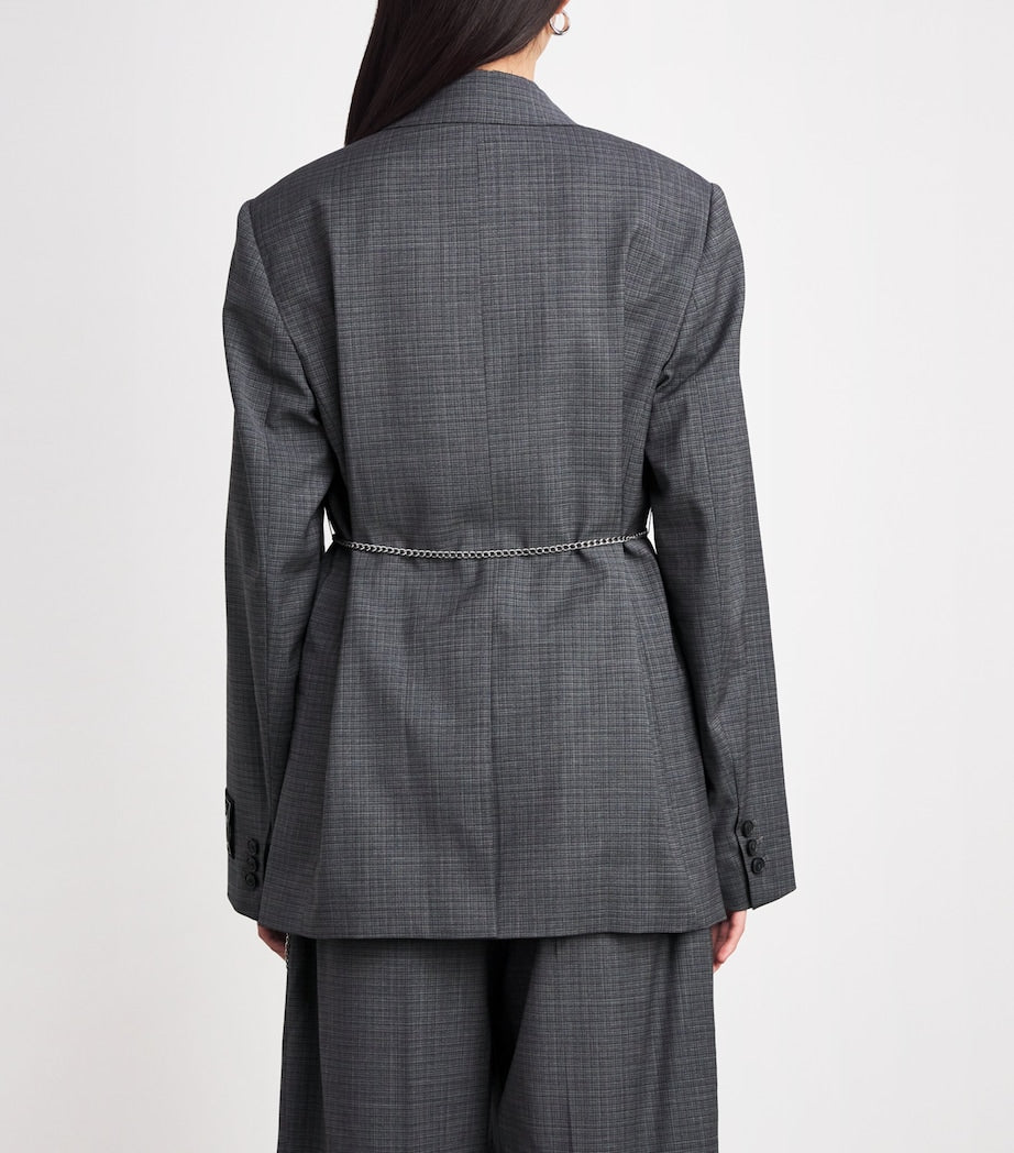Wool-Blend Chain-Detail Blazer