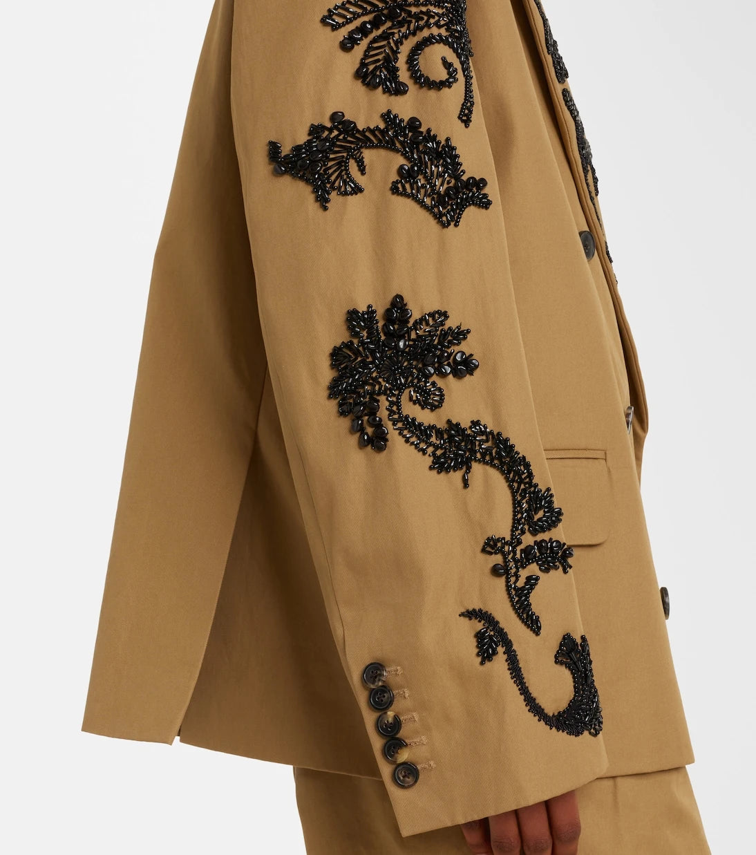 Dries Van Noten - Embellished cotton double-breasted blazer