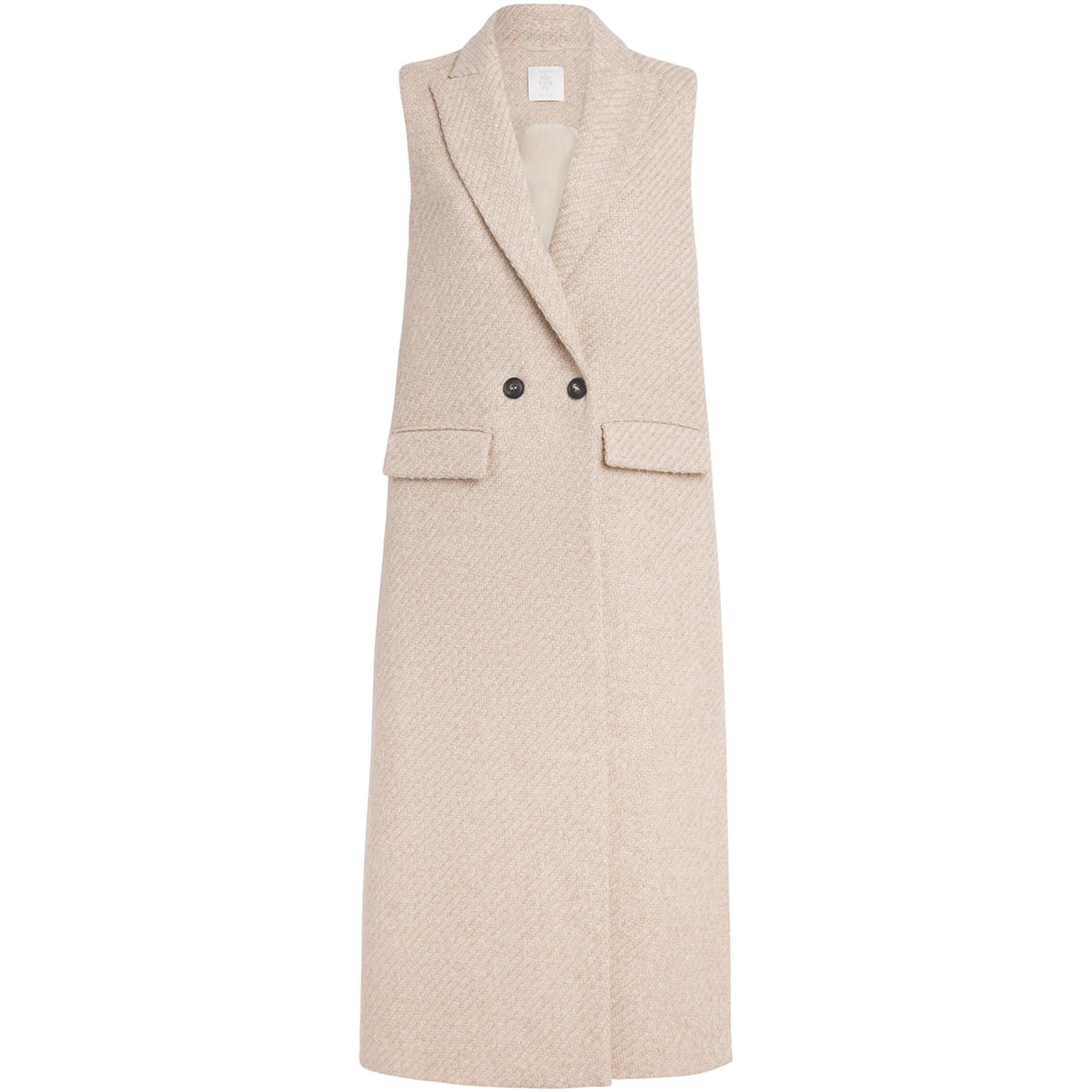 Eleventy Beige Sleeveless Woven Coat