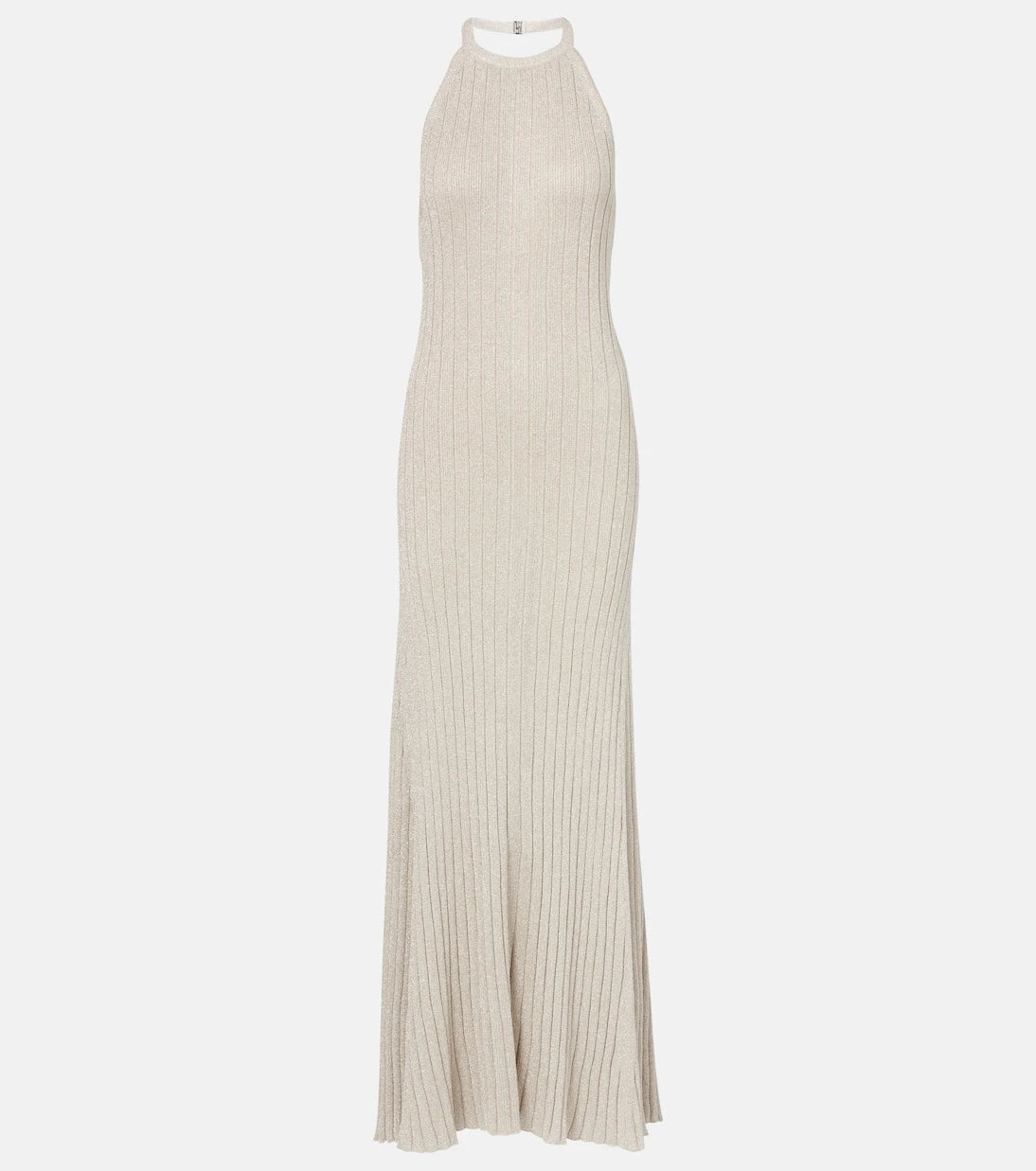 Tom Ford - Ribbed-knit halterneck lamé maxi dress