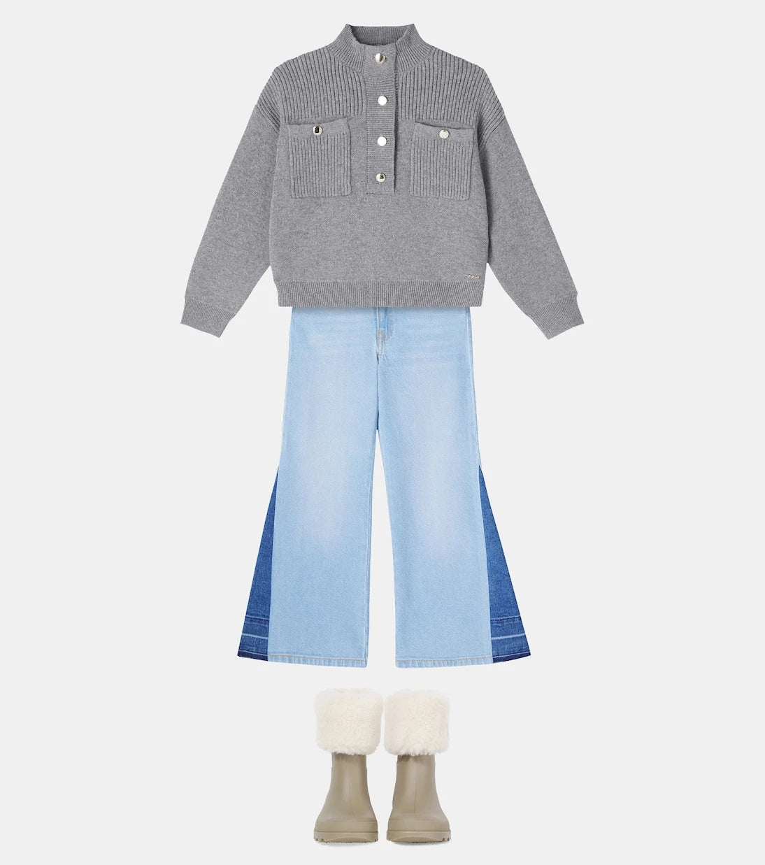 Chloé Kids - سترة من مزيج القطن والصوف