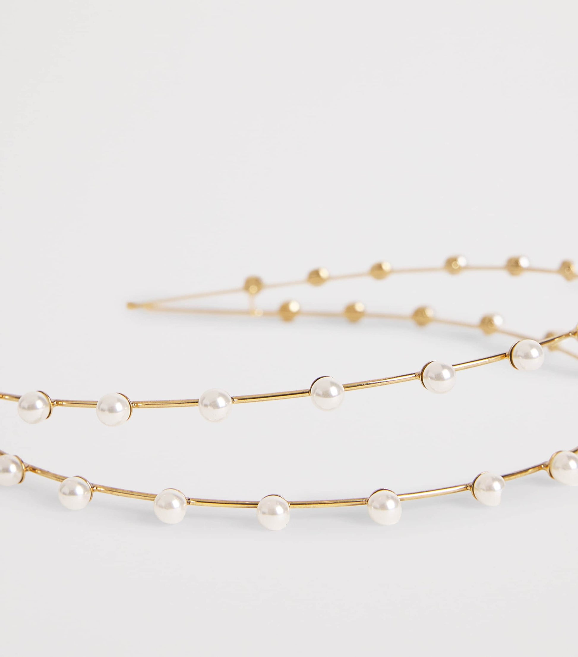 Jennifer Behr Gold Pearl-Embellished Double Ayla Headband