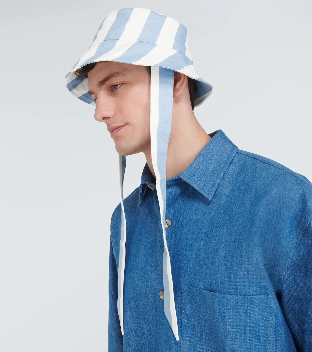 King & Tuckfield - Striped cotton canvas bucket hat