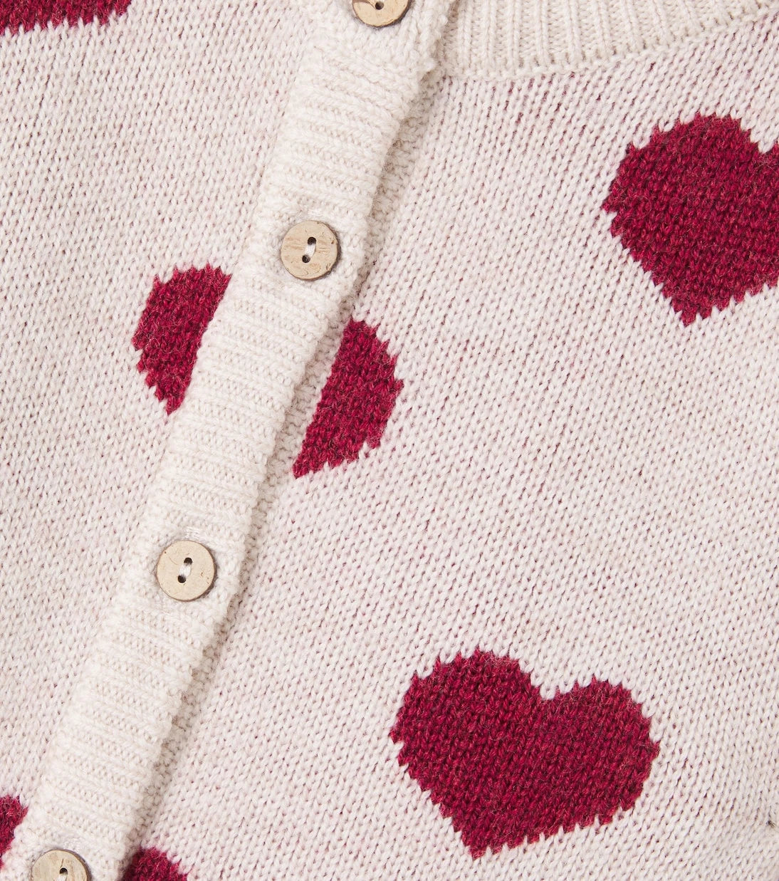 Wheat - Baby Hearts jacquard wool cardigan