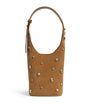 Suede Embellished Loop Shoulder Bag
