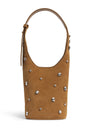 Suede Embellished Loop Shoulder Bag
