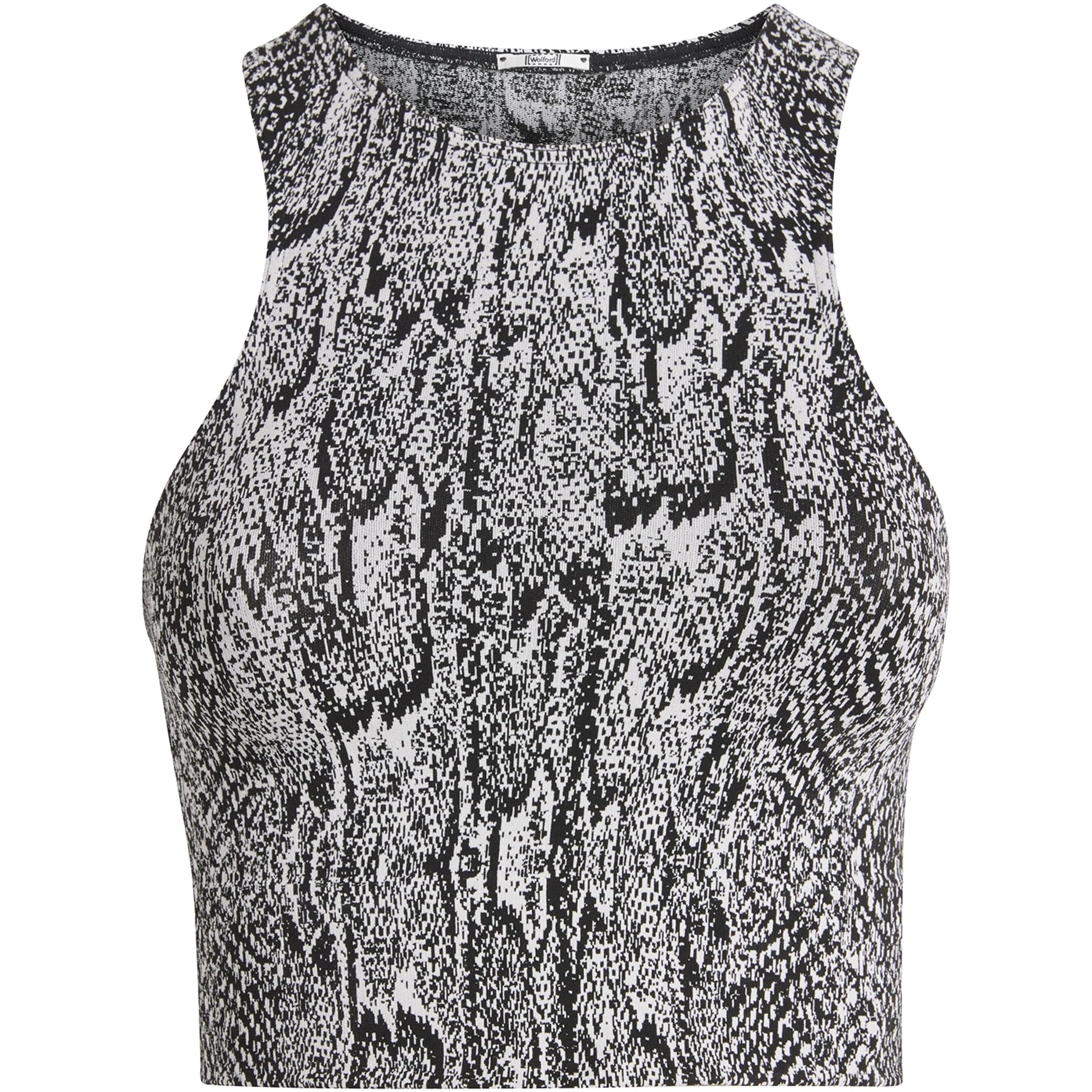 Seamless Python-Print Crop Top 8222 WHITE BLAC