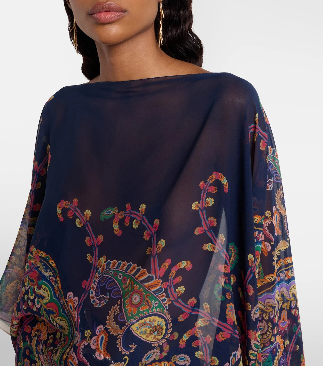 Etro - Printed silk crêpe de chine poncho