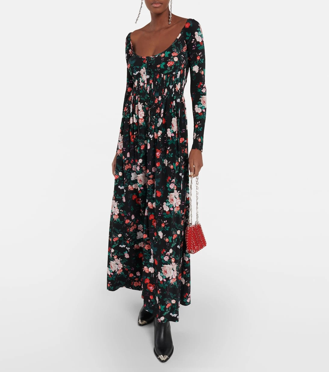Rabanne - Floral corset maxi dress