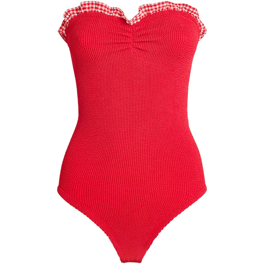 Gingham-Ruffle Dolly Swimsuit RED/RED GINGHAM