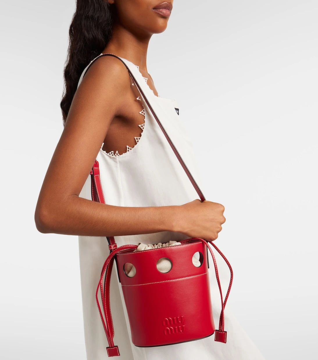 Miu Miu - Cutout leather bucket bag