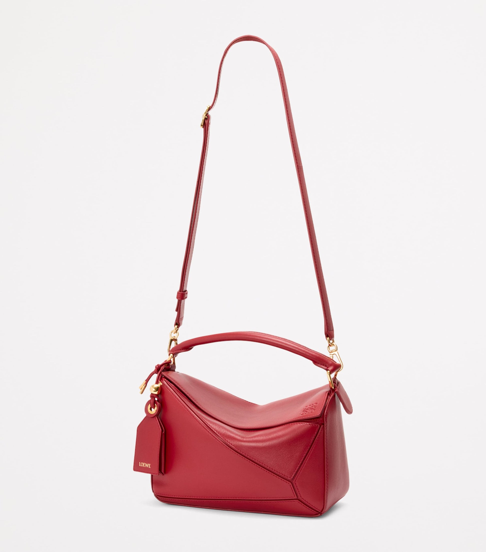 LOEWE Red Small Leather Featherlight Puzzle Top-Handle Bag