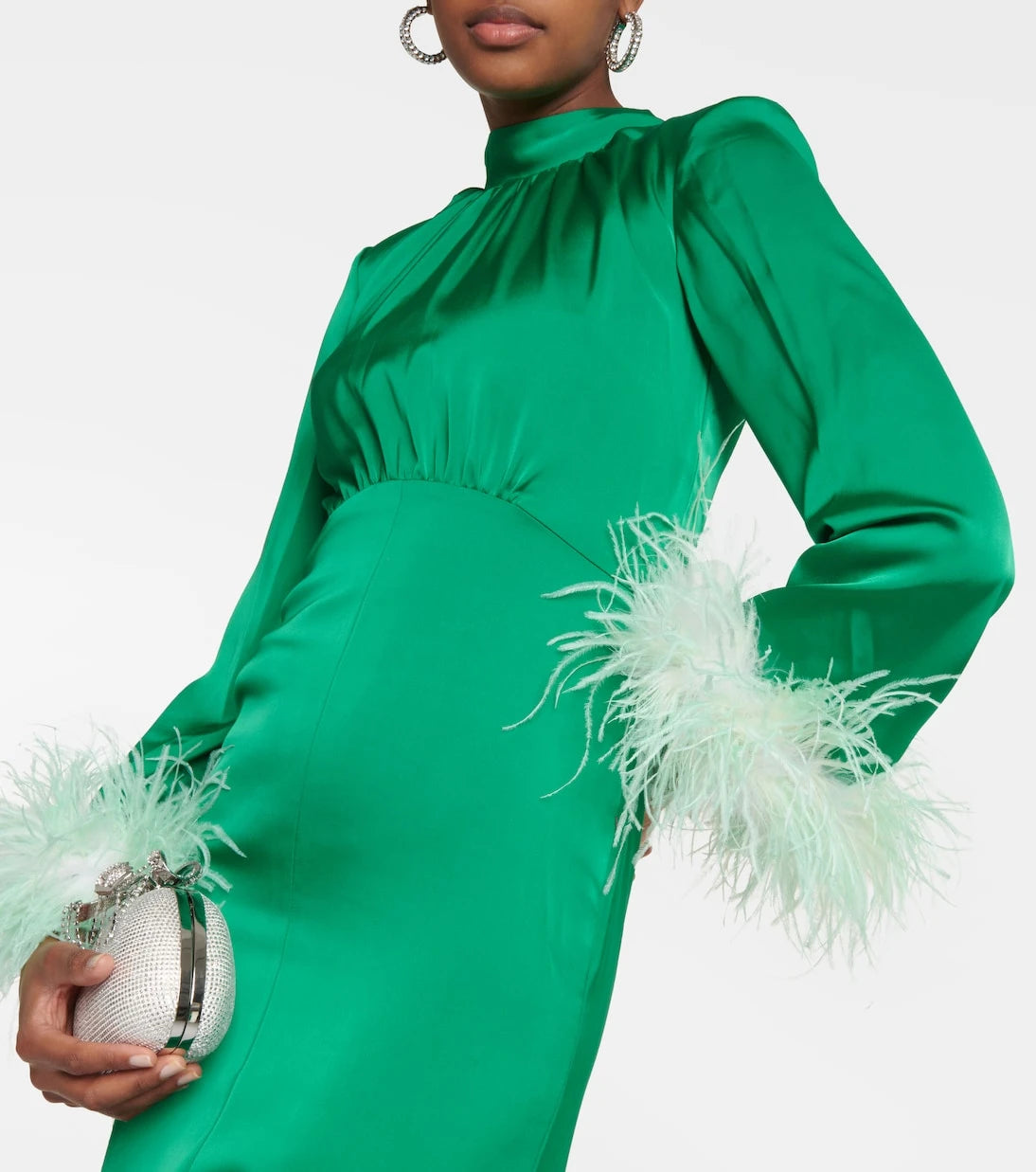 Self-Portrait - Feather-trimmed satin gown
