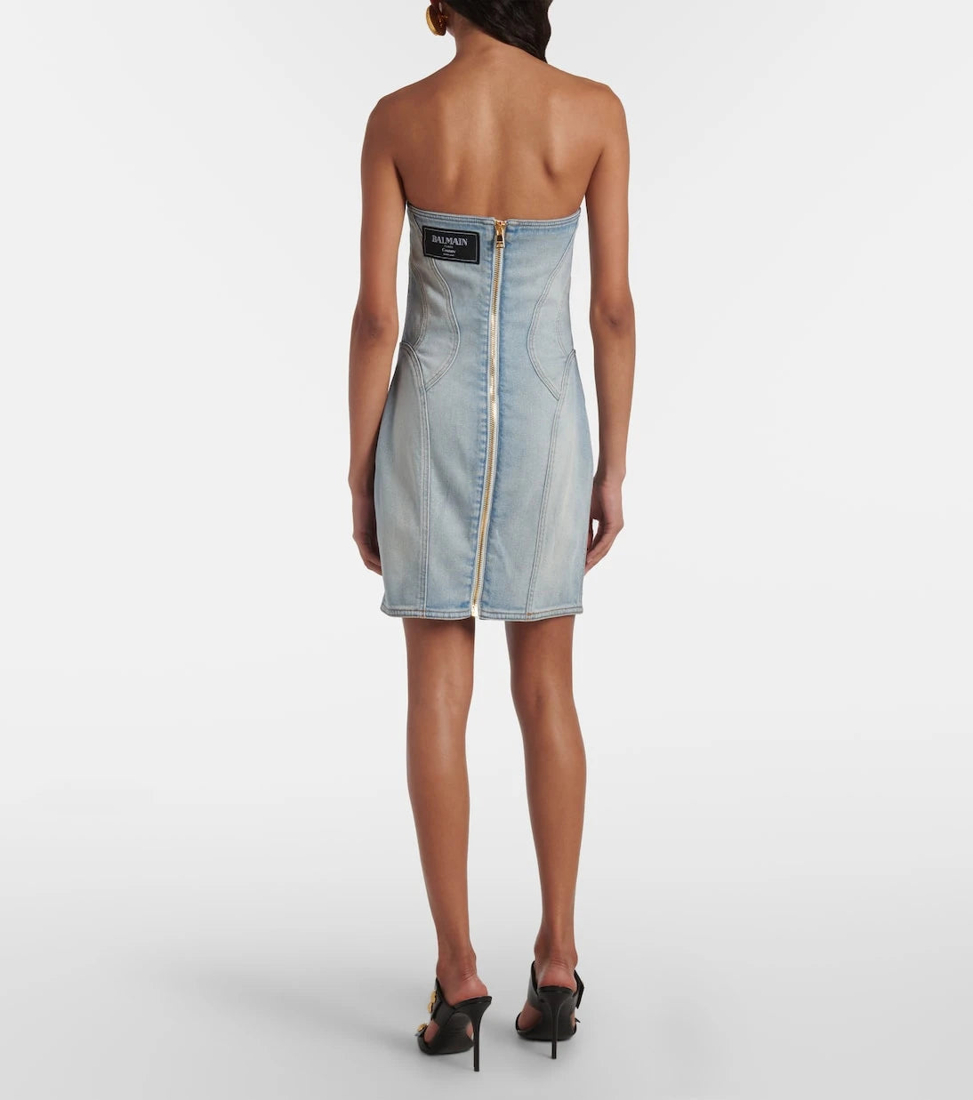 Balmain - Denim bustier dress
