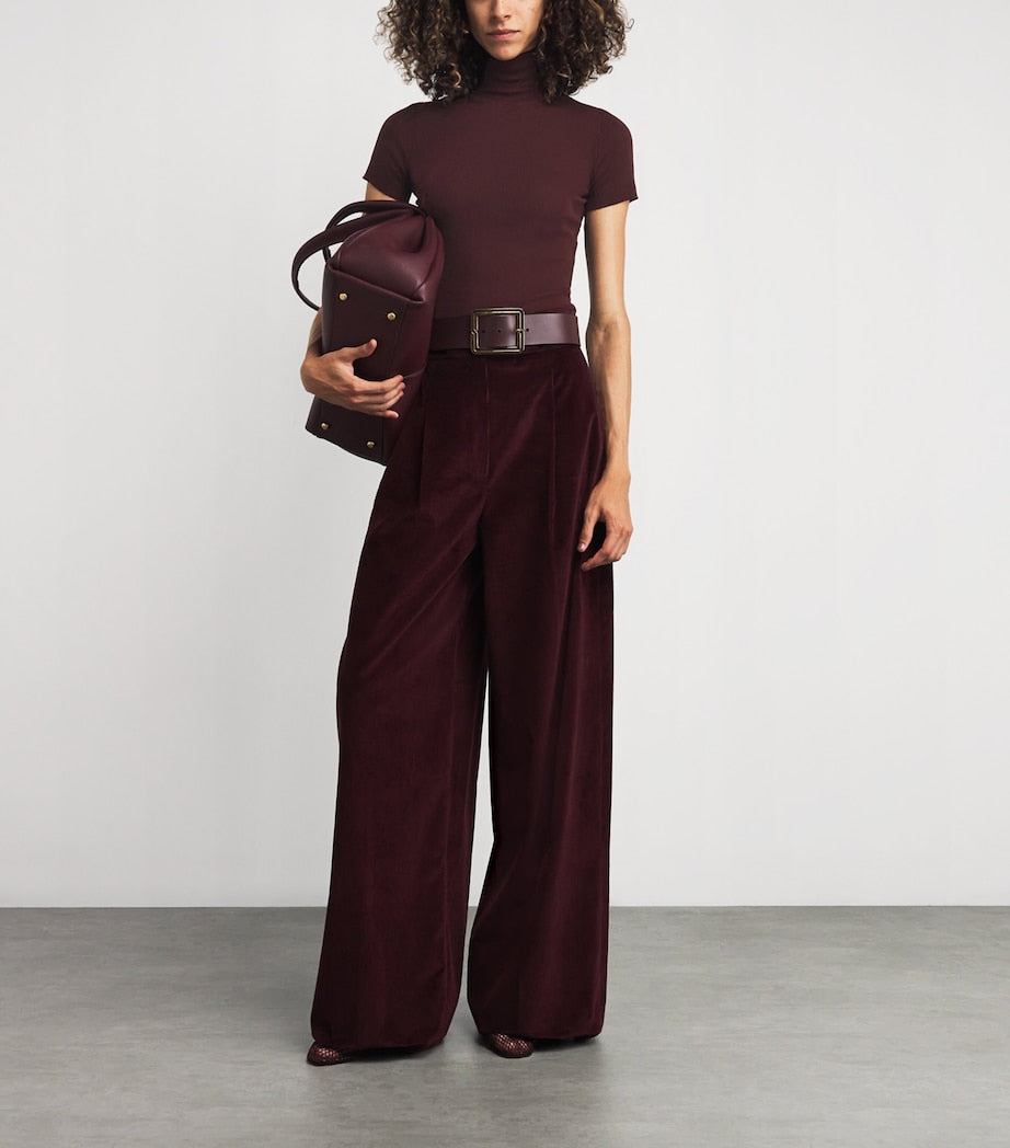 Red Wool Short-Sleeve Sweater