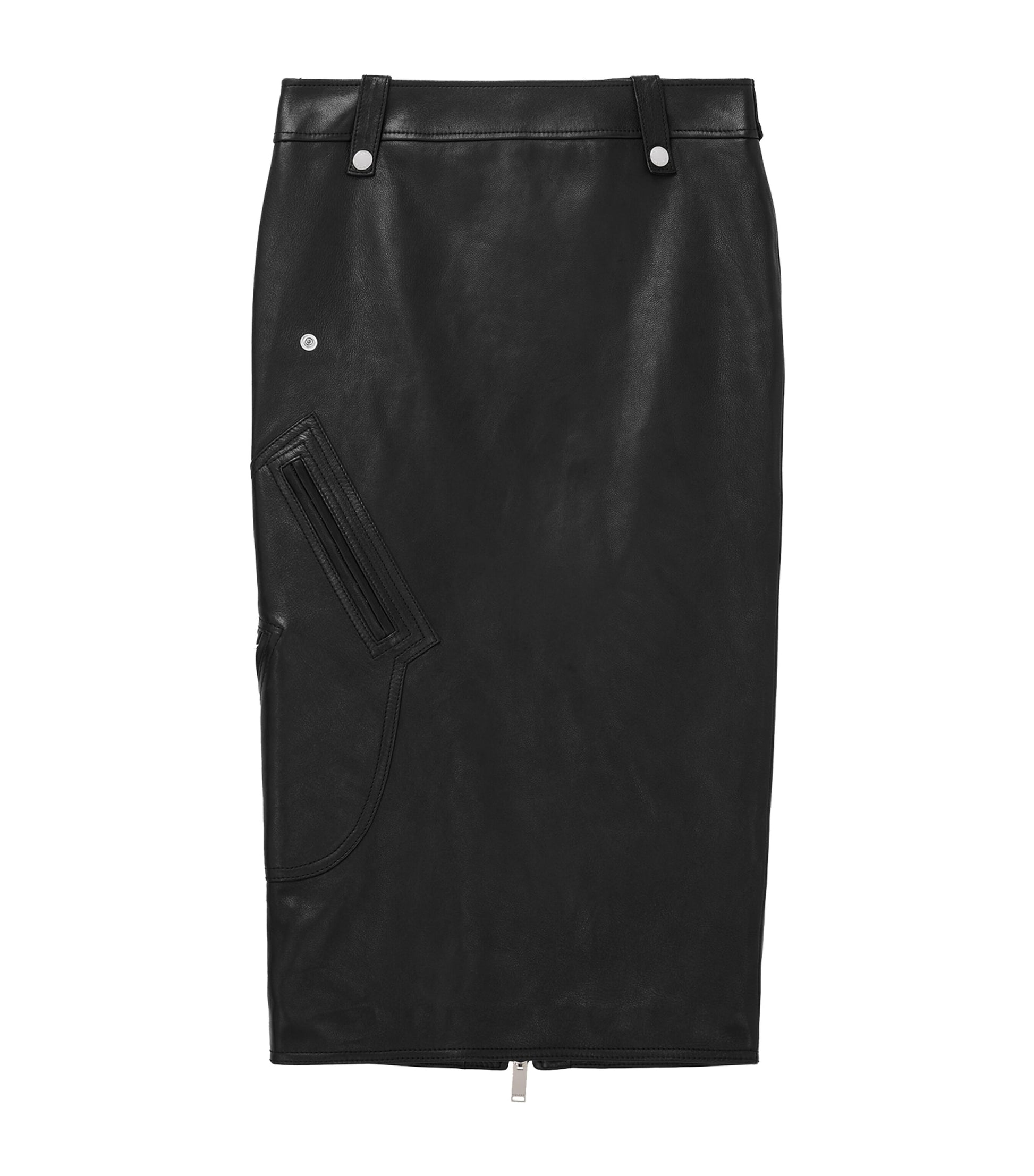 McQueen Black Leather Pencil Midi Skirt