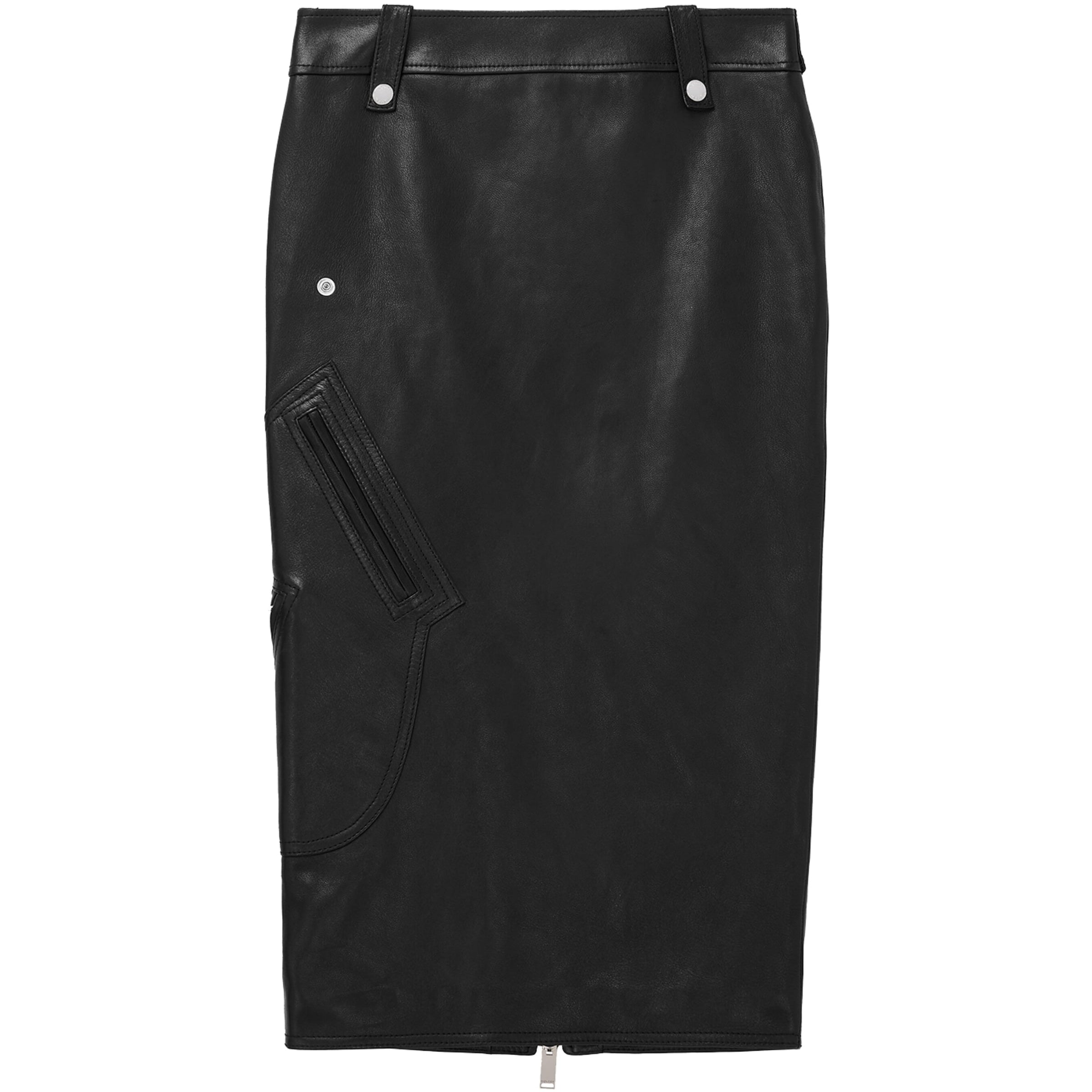 McQueen Black Leather Pencil Midi Skirt
