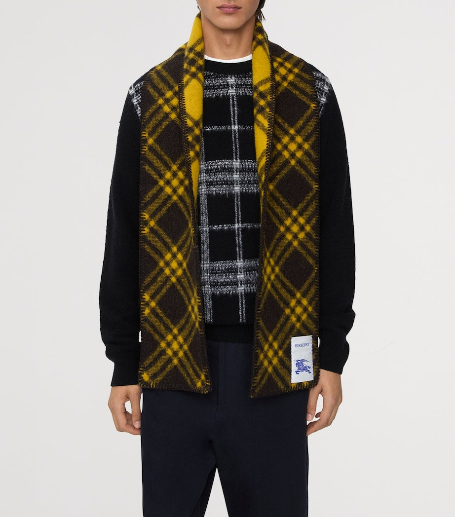 Burberry Brown Wool Check Scarf