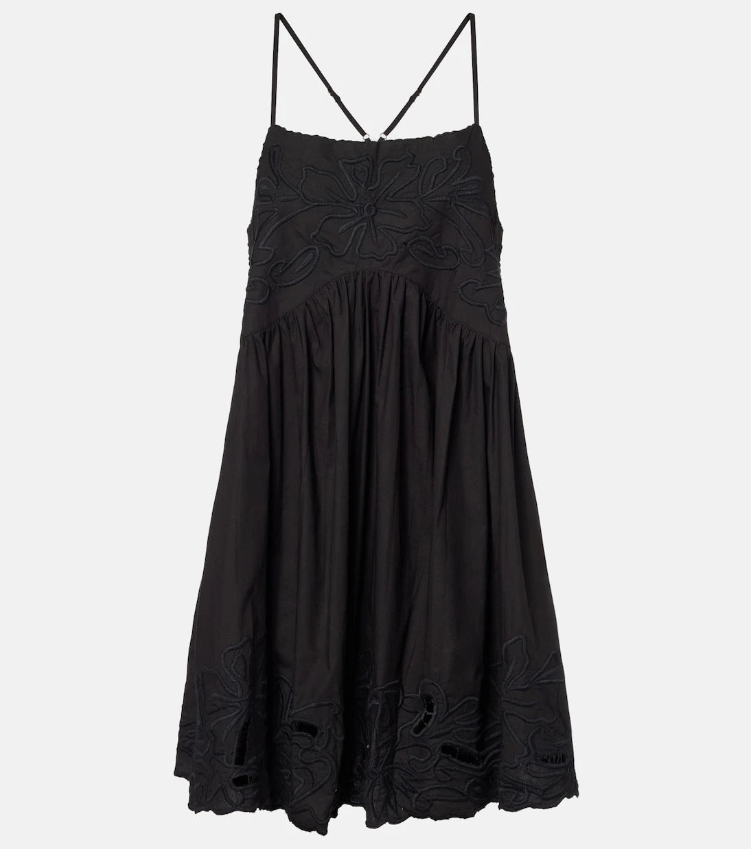 Juliet Dunn - Embroidered cotton poplin minidress