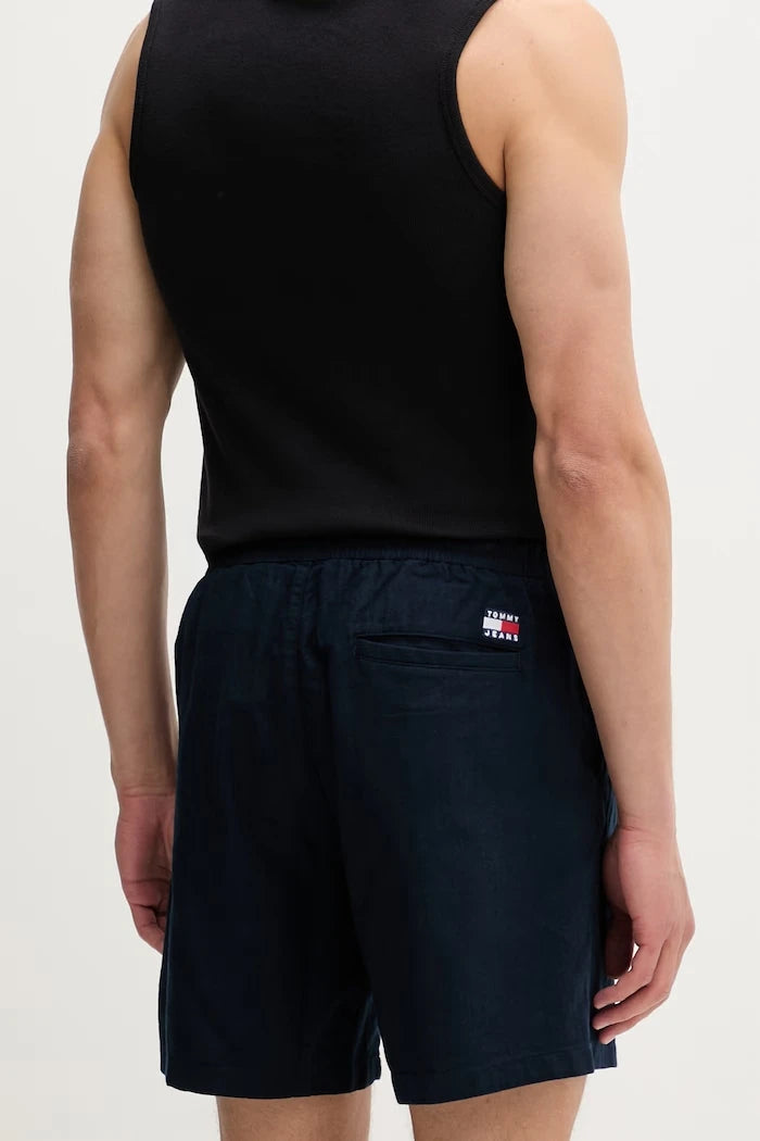 Tommy Jeans erkek kısa şort, keten karışımlı