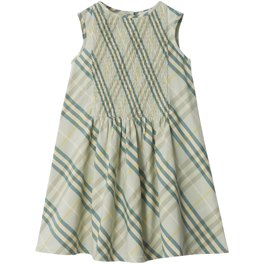 Burberry Kids Green Cotton Check Dress (3-12 Years)