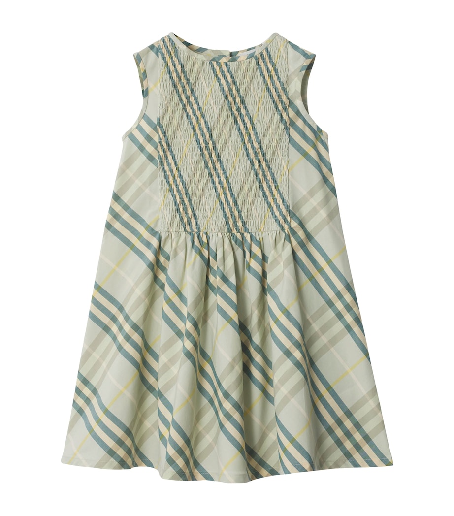 Burberry Kids Green Cotton Check Dress (3-12 Years)