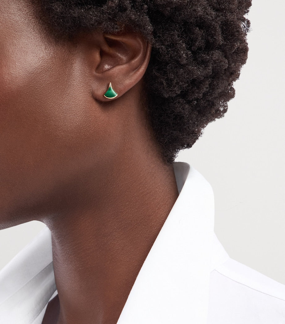 Rose Gold, Diamond and Malachite Divas' Dream Stud Earring
