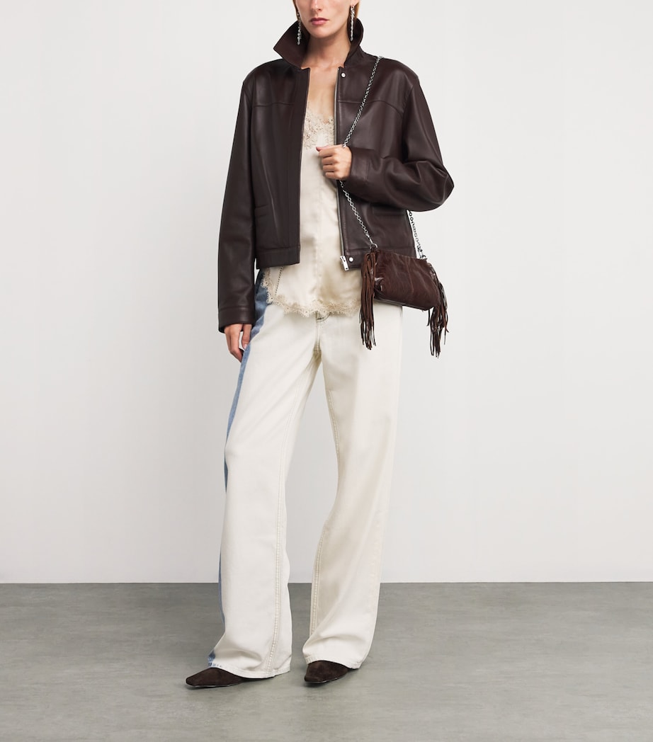 Maje Brown Leather Miss M Clutch Bag