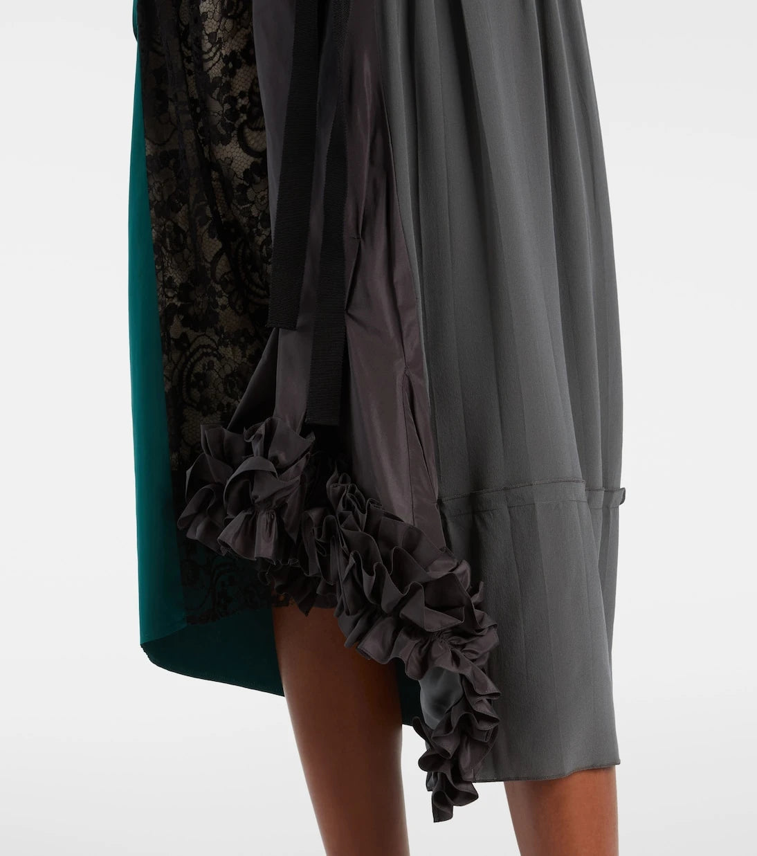 Prada - Paneled belted midi skirt