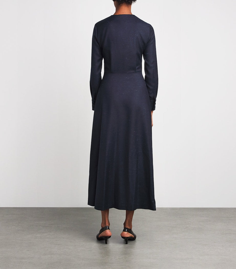 NOMADISSEM Multi Wool-Silk-Cashmere Round-Neck Midi Dress
