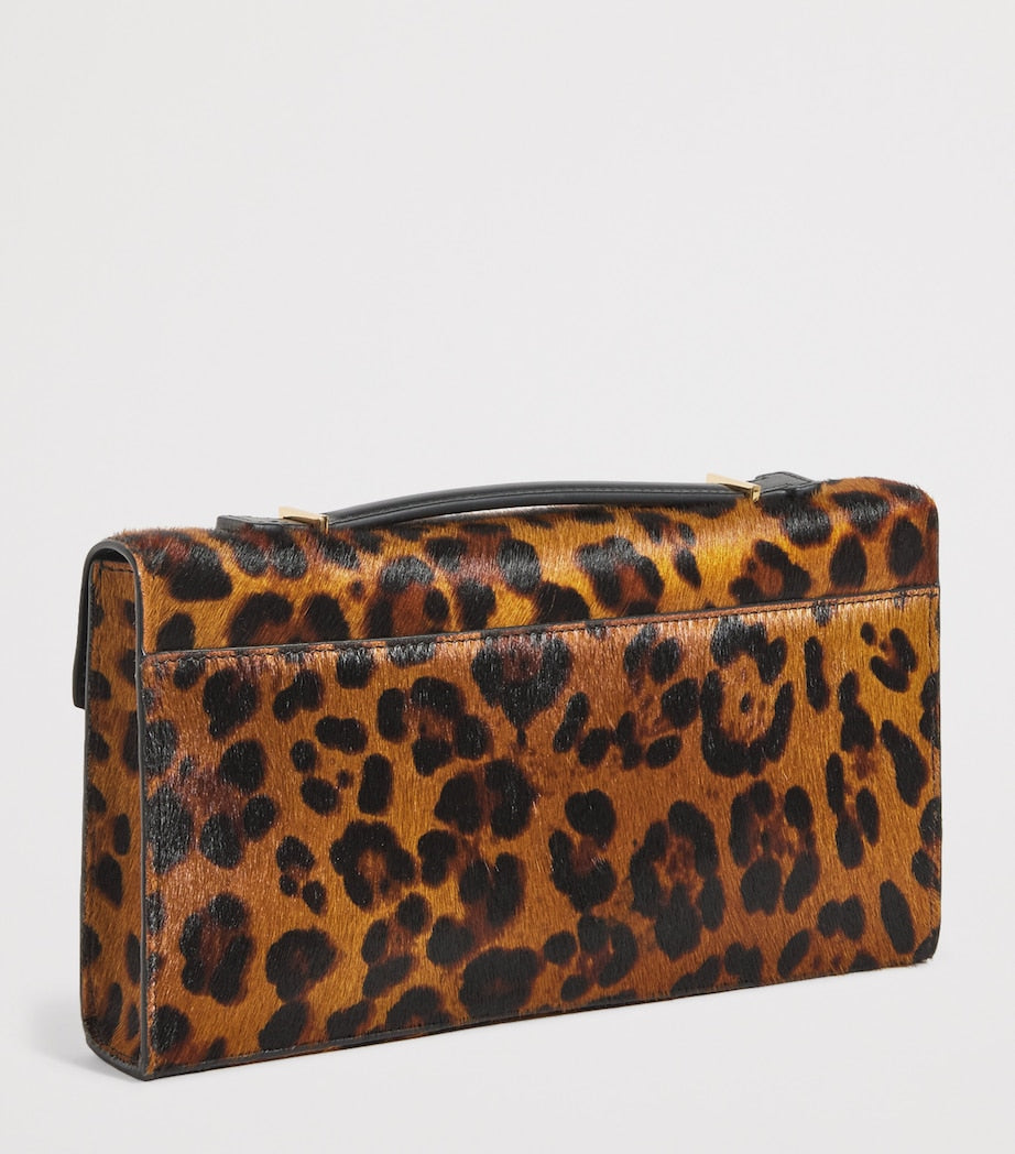 Demellier Multi Leopard-Effect Calf Hair Vancouver Clutch