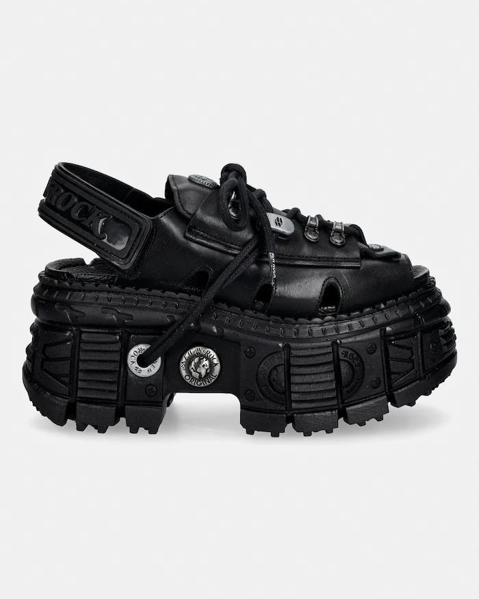 New Rock сандали дамски от кожа ITALI NEGRO, TANK CASCO NEGRO , BIOS N
