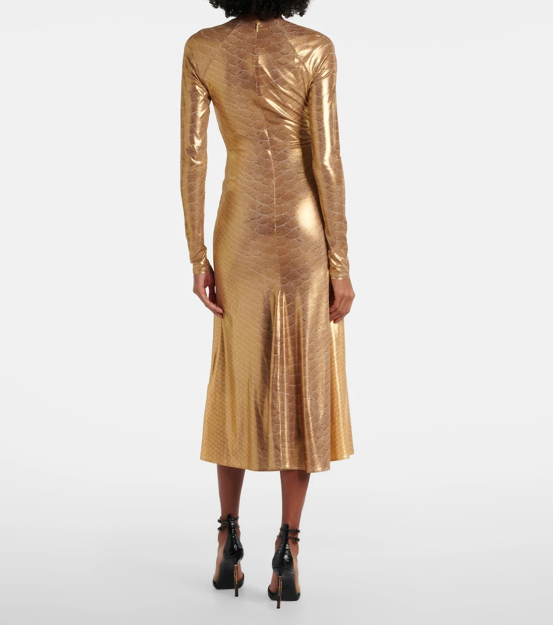 Roberto Cavalli - Embellished snake-print midi dress