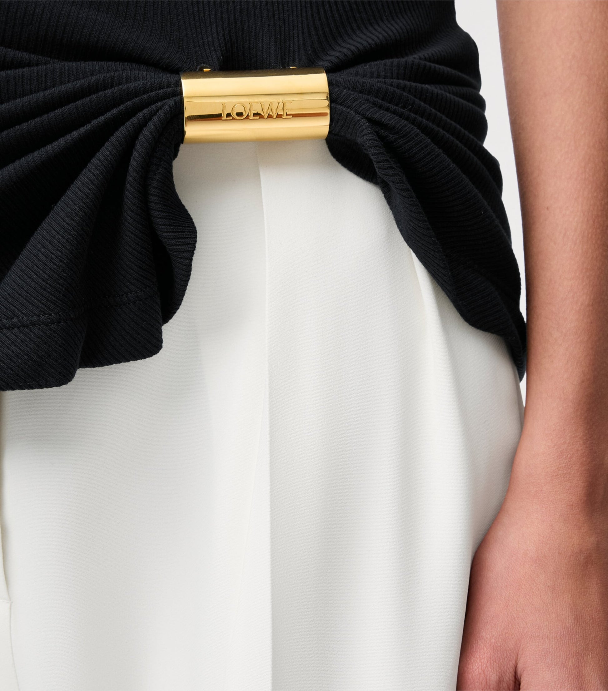 LOEWE Black Cotton Draped Tank Top