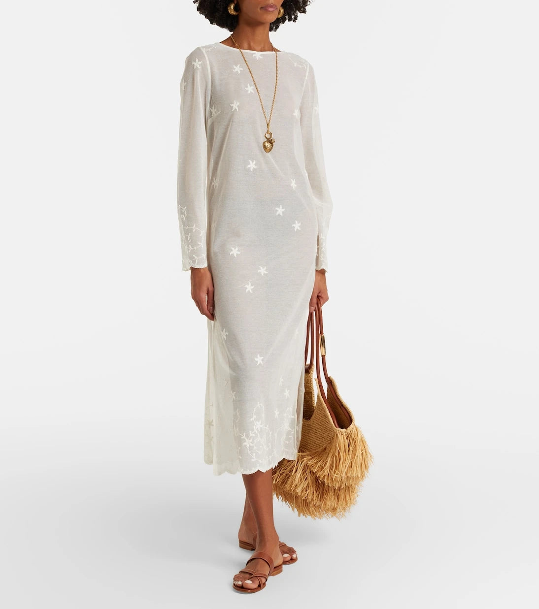 Posse - Cove embroidered sheer cotton tulle kaftan