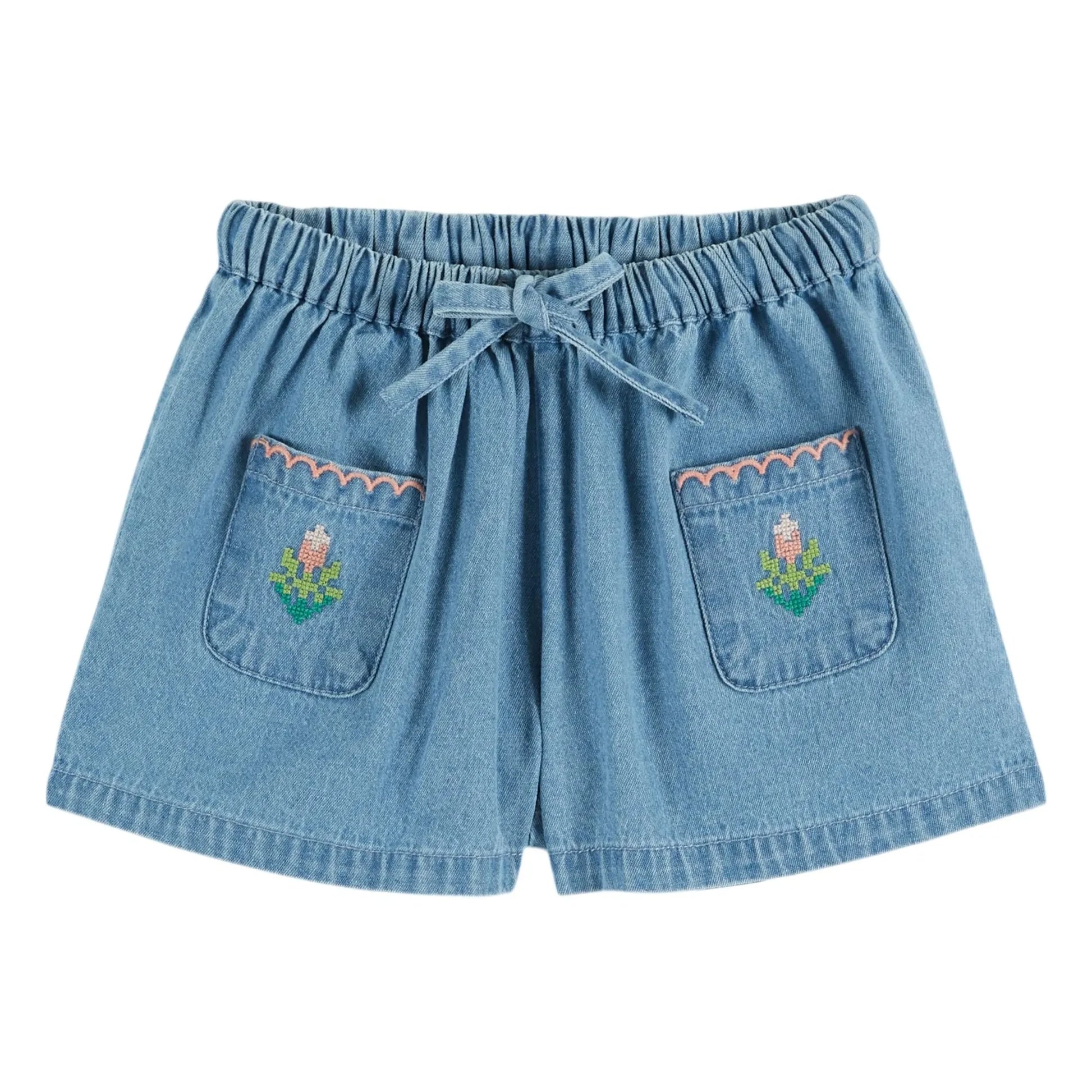 Emile et Ida - Embroidered Denim Shorts | Blue