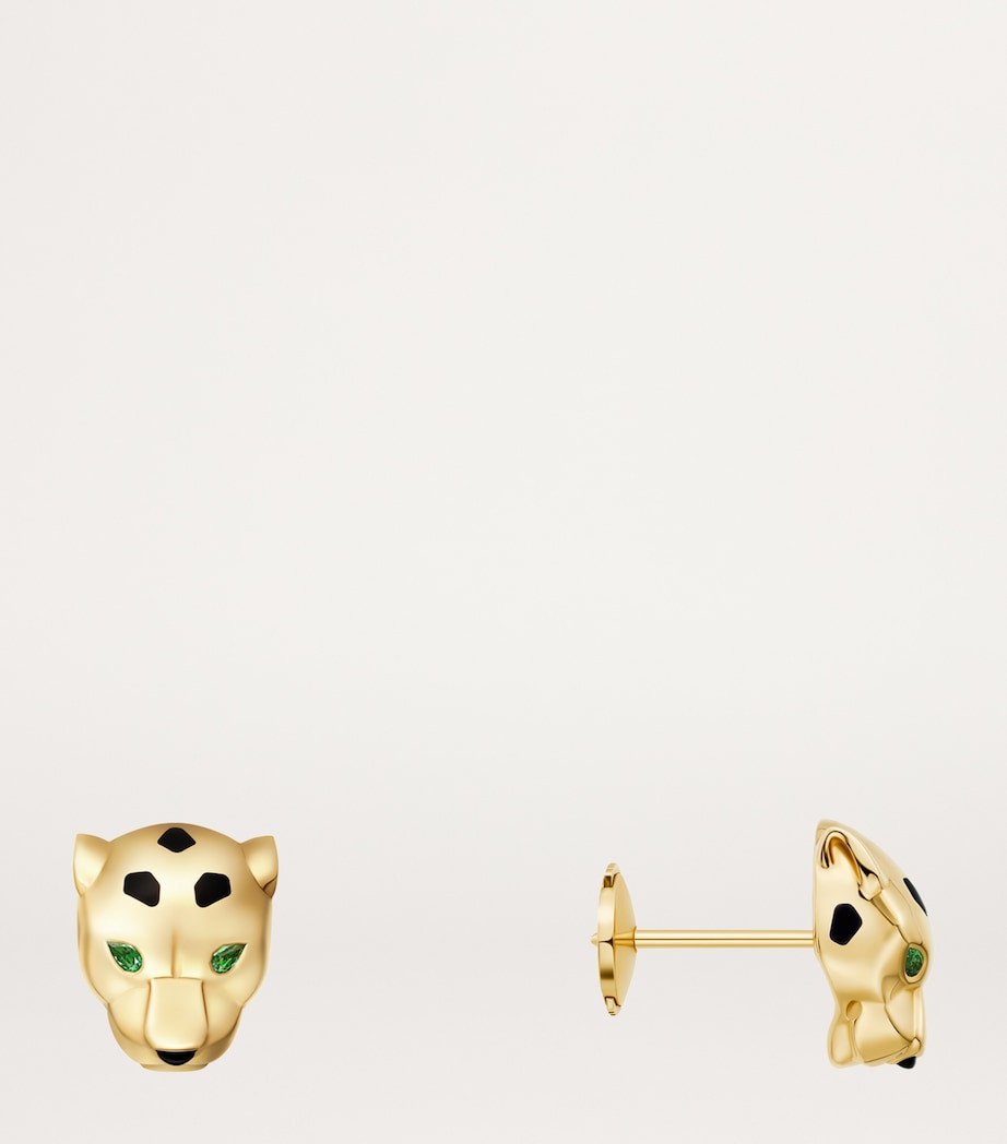 Yellow Gold, Tsavorite and Onyx Panthère de Cartier Earrings