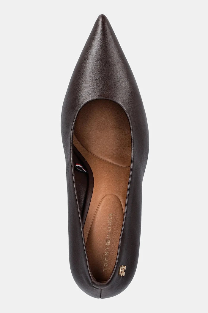 Кожени обувки с тънък ток Tommy Hilfiger TH SMOOTH LEATHER PUMP