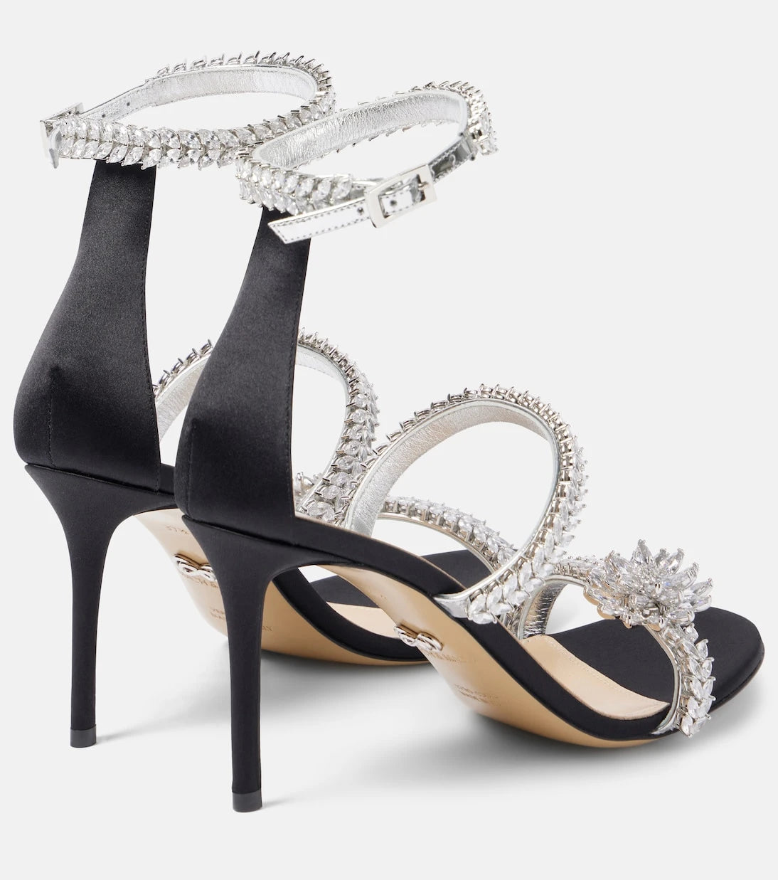 Mach & Mach - Crystal Flower embellished satin sandals