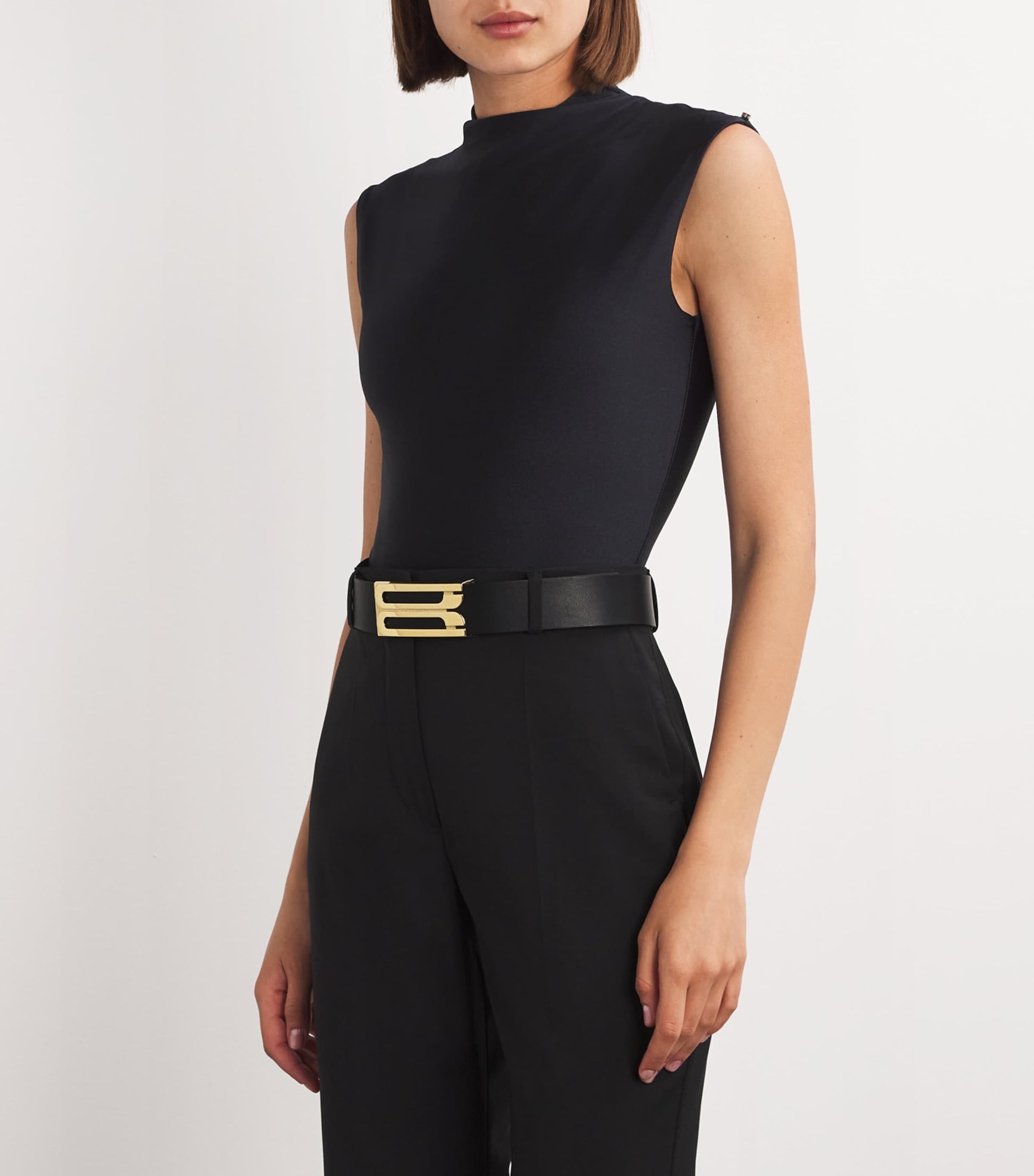 Victoria Beckham Black Jumbo Leather Frame Belt