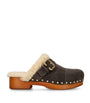 Brown Suede-Shearling Jeannete Mules